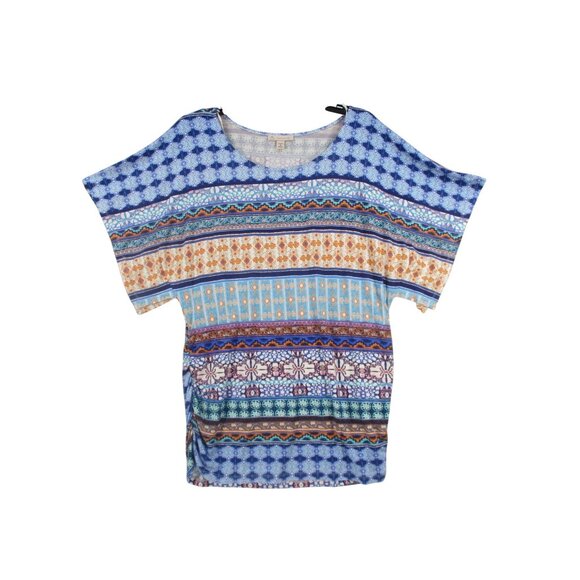 Womens 1X Multi-Color Patterned Tunic Top By Established 1962 Comfortable Fit - Picture 1 of 9